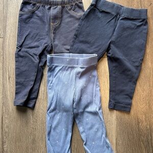 George, Joe fresh & carters 6/12m Blue Leggings 3pc set